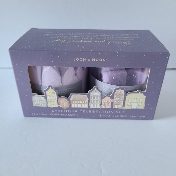 JOON X MOON WHIPPED SOAP & SUGAR CUBE GIFT SET- LAVENDER- 2PC/11OZ-NEW IN BOX - Picture 2 of 9